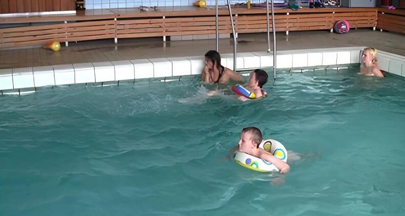 Swimming center club Full HD - Blending in with the crowd of nudists