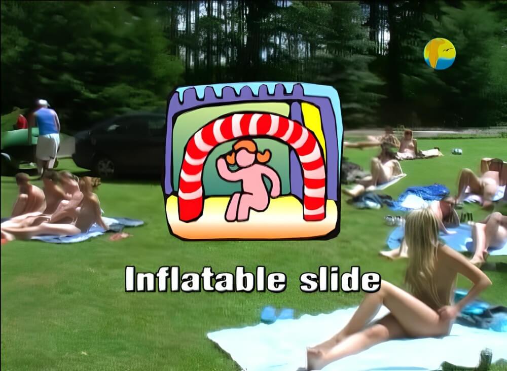 Naturist: Freedom: Inflatable Slide - Nudity as part of a life free from shame and fear of ones own nakedness