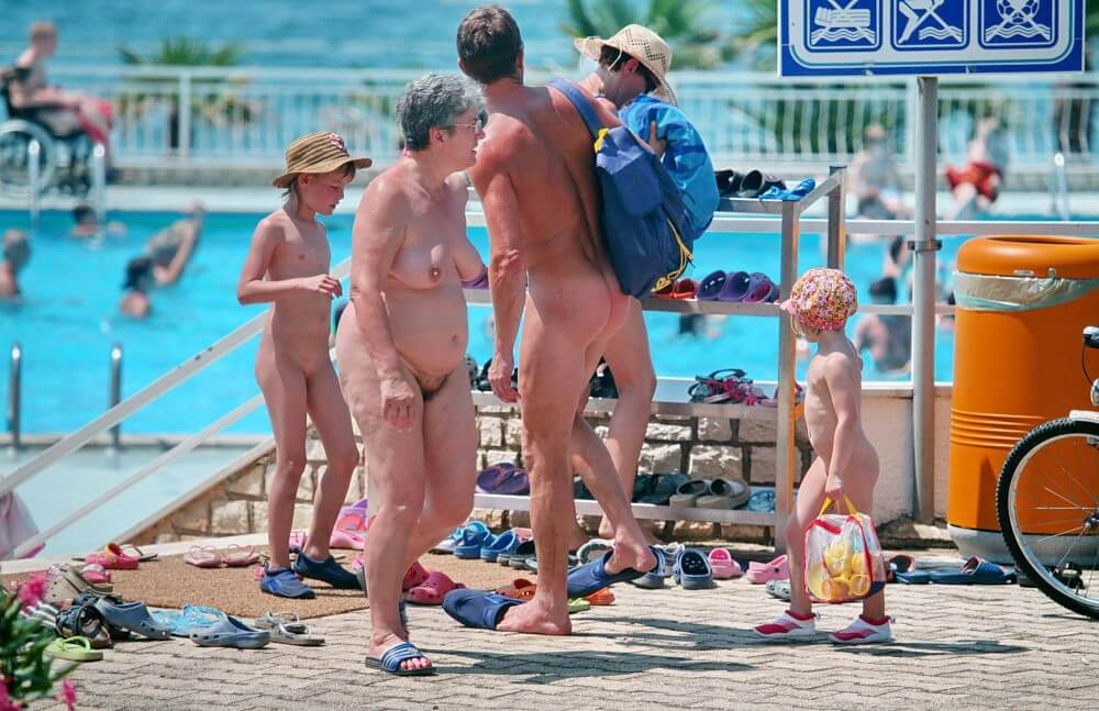 Family Poolside Grouping pics - Peace and tranquility are goals for those who choose nudism and naturism