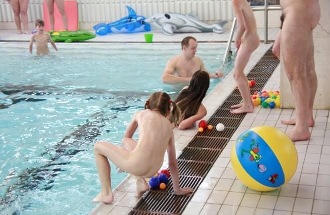 Nude family in the pool photos - Nature is the best home for a naturist