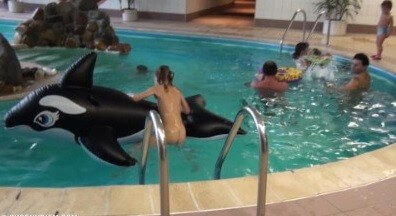 Indoor dolphin ride Full HD - Naturism enthusiasts choose the natural world